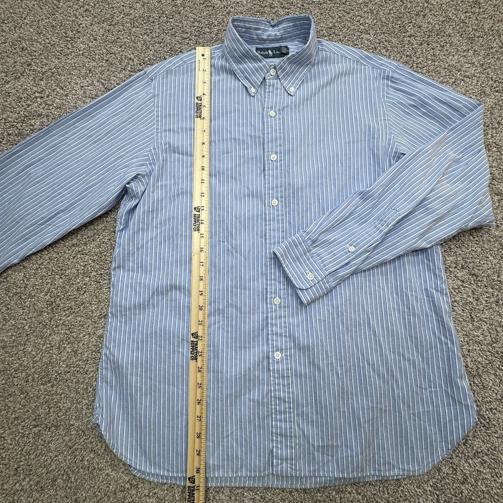 Polo Ralph Lauren Size 17 43 Blue Stripe Custom Fit Button Up Dress Shirt - Picture 6 of 7